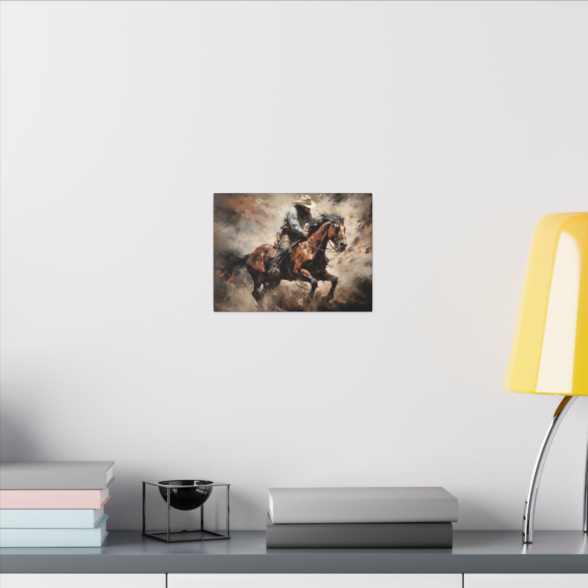 Cowboy on Galloping Horse Matte Canvas Wall Art — Western Rustic Home Decor