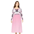 Floral Pink Kaleidoscope Long Sleeve luxury Dress