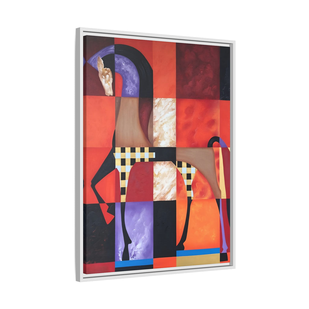 Abstract Geometric Horse Framed Canvas Art — Modern Colorful Wall Decor