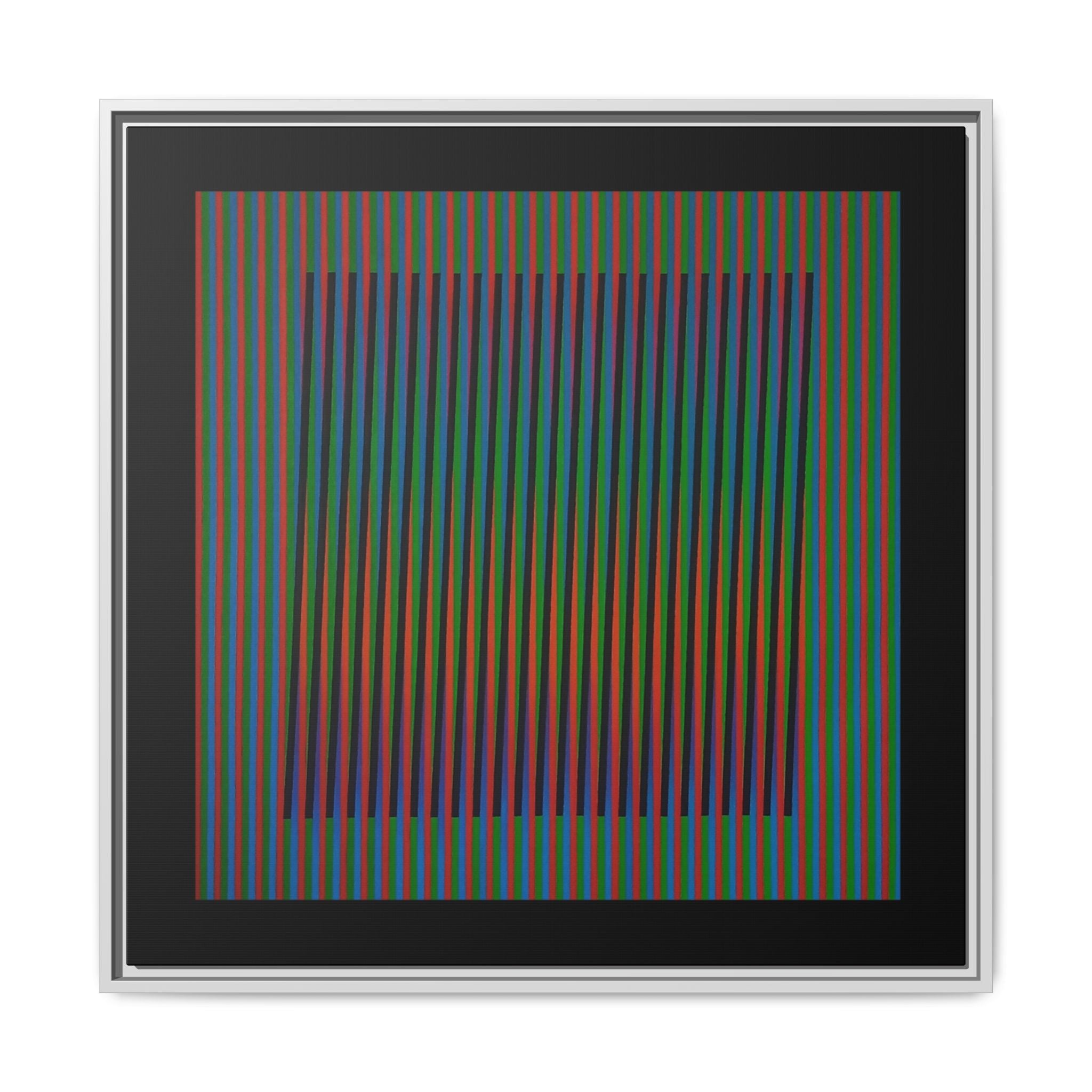Framed Matte Canvas — Rainbow Op Art Square