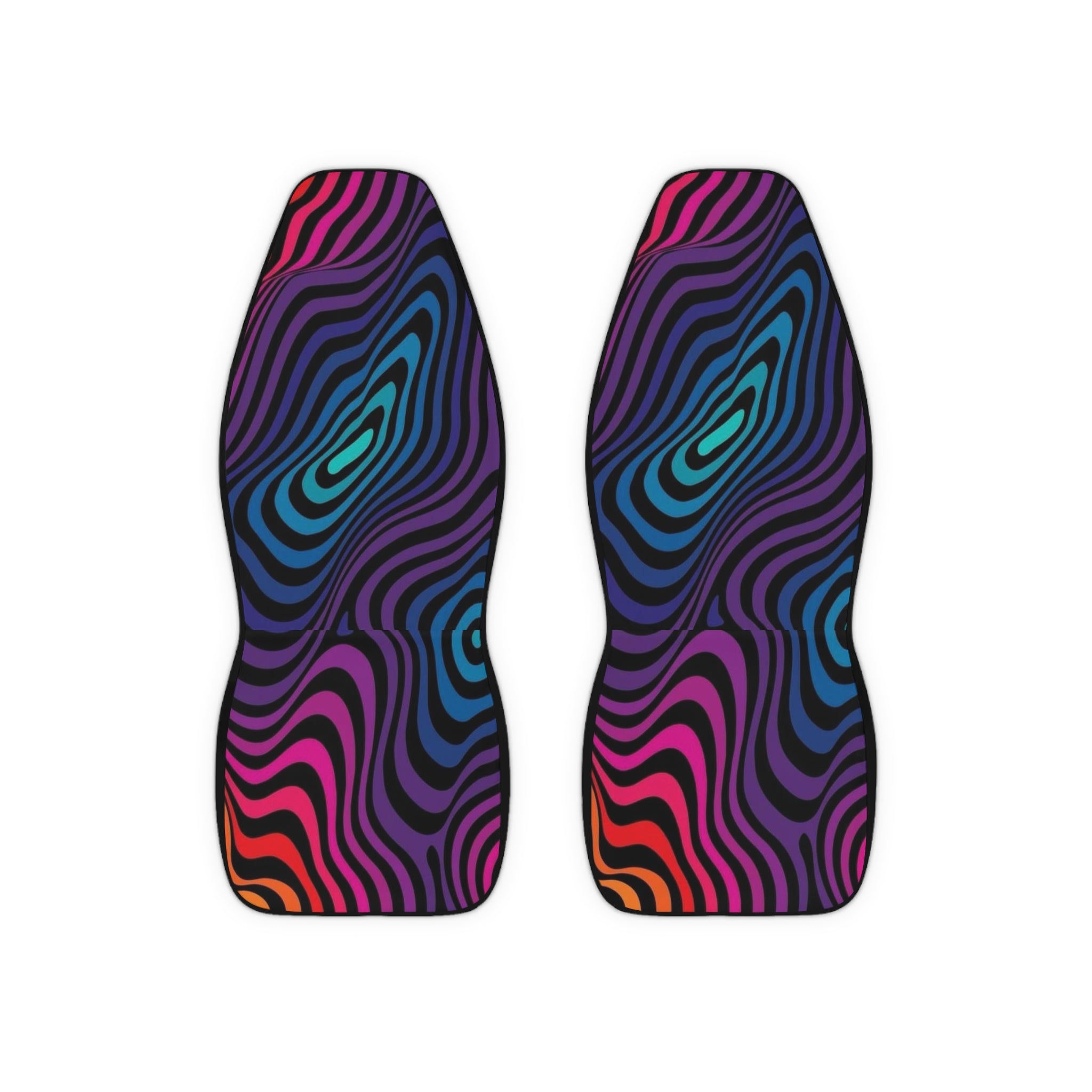 Psychedelic Wave Car Seat Covers — Vibrant Multicolor Zebra-Stripe Polyester Seat Protector