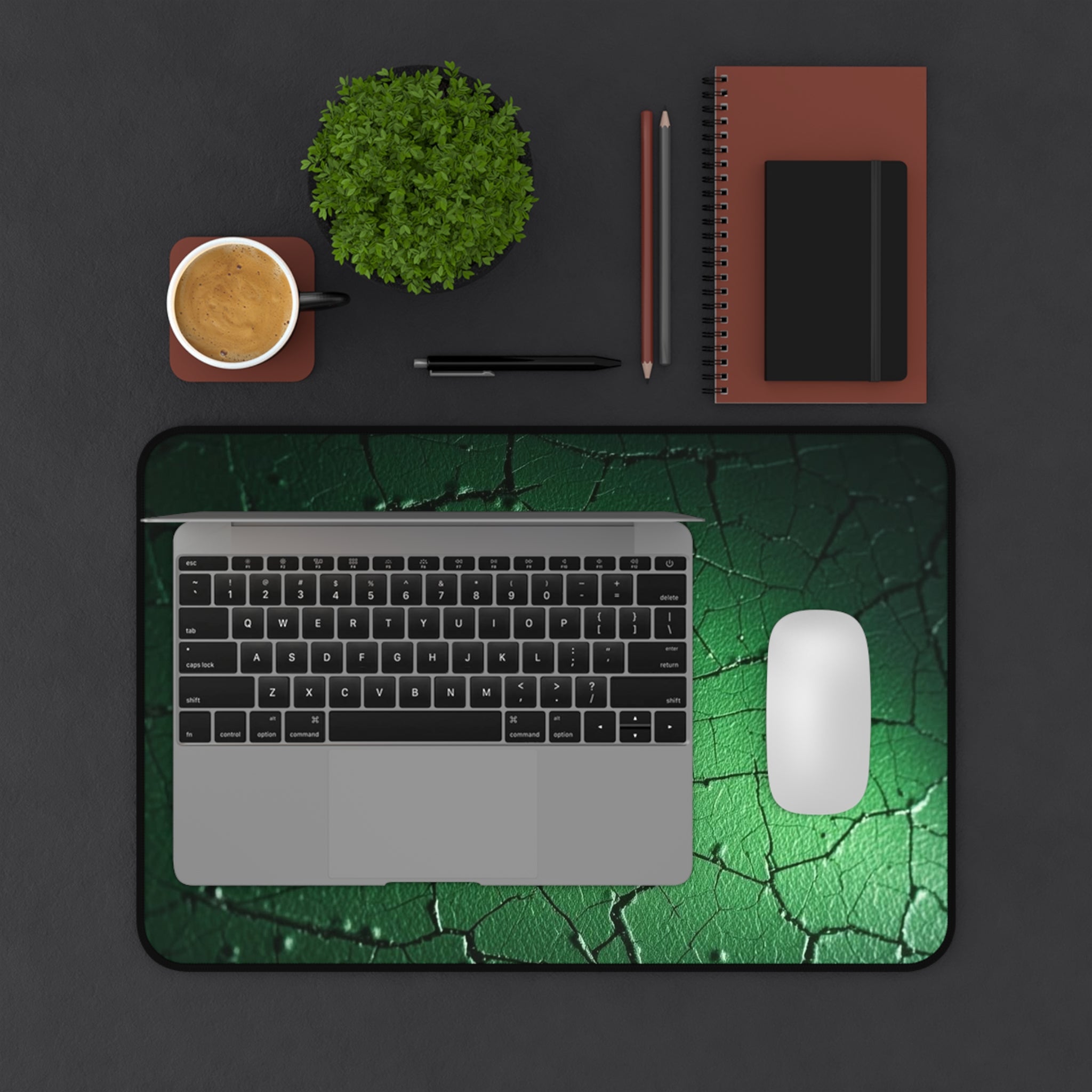 Lacoste Green Croc Desk Mat — Textured Gaming & Office Mouse Pad