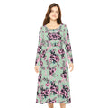 Floral Pink Kaleidoscope Long Sleeve luxury Dress