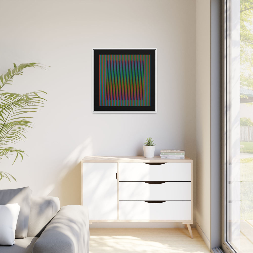 Framed Matte Canvas — Rainbow Op Art Square