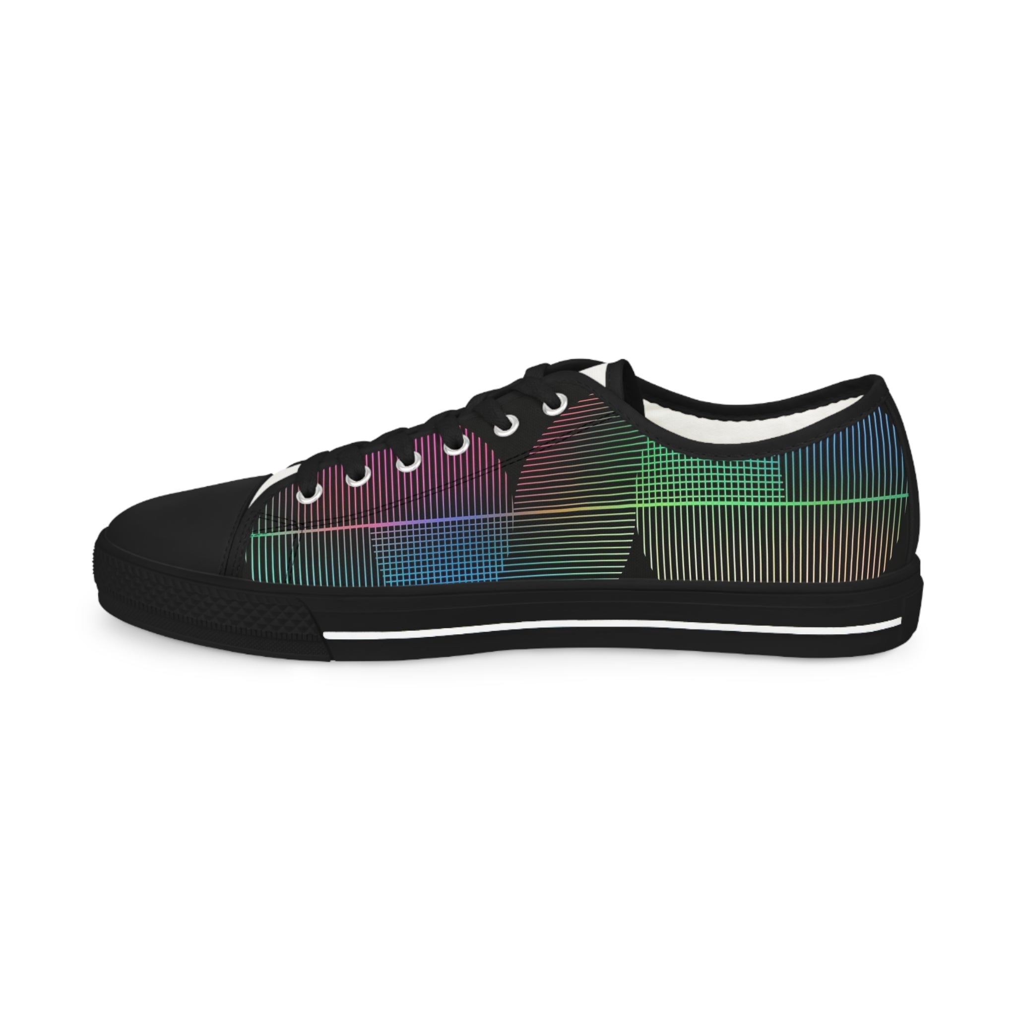 Men's Low Top Sneakers - Iridescent Grid Plaid Casual Shoes