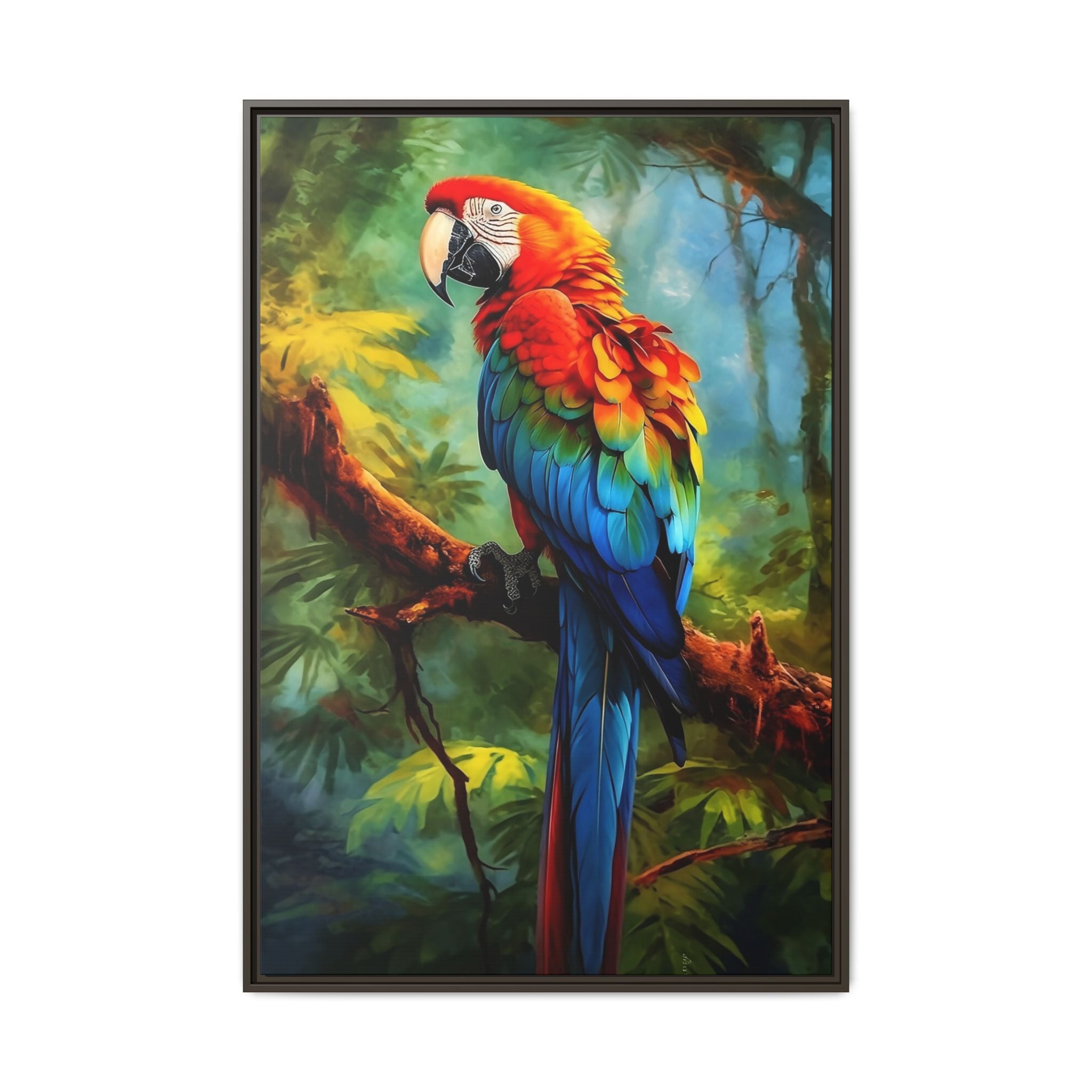 Scarlet Macaw Tropical Canvas Print (Framed Matte)