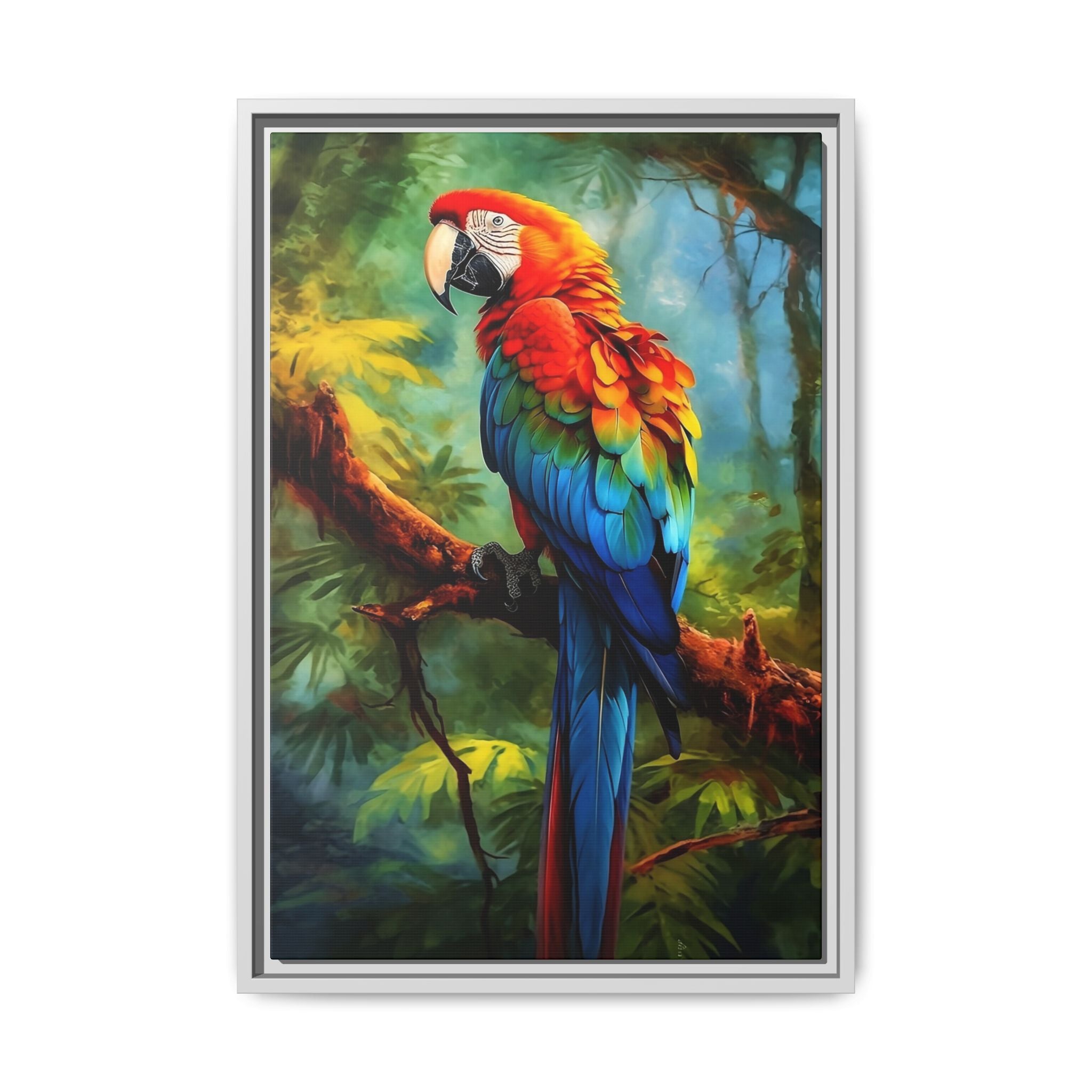 Scarlet Macaw Tropical Canvas Print (Framed Matte)