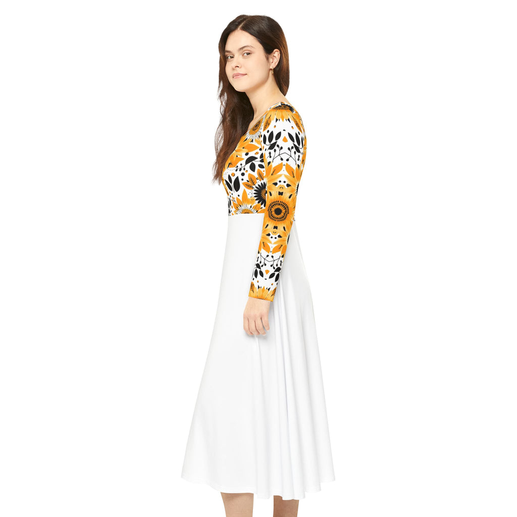 Copy of Sunflower Ballet Dress — Long Sleeve Floral Swing luxury Dress
