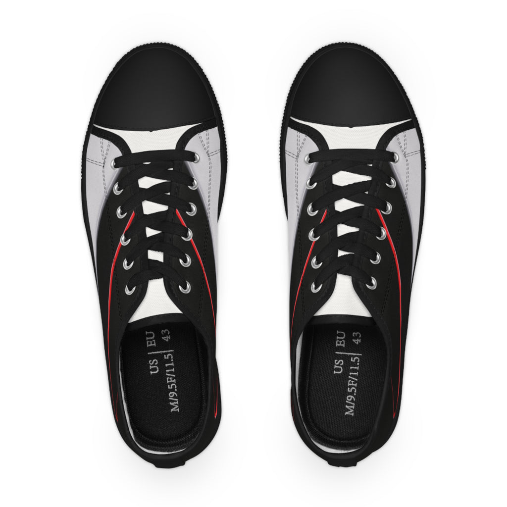 Men's Low Top Sneakers — Black & Gray Stripe Casual Canvas Shoes