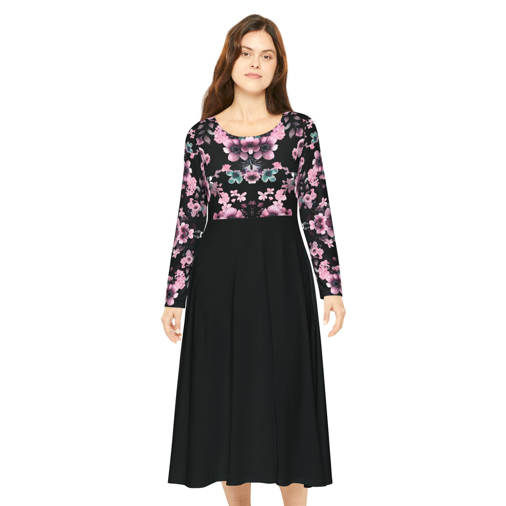 Copy of Copy of Copy of Copy of Floral Pink Kaleidoscope Long Sleeve luxury Dress