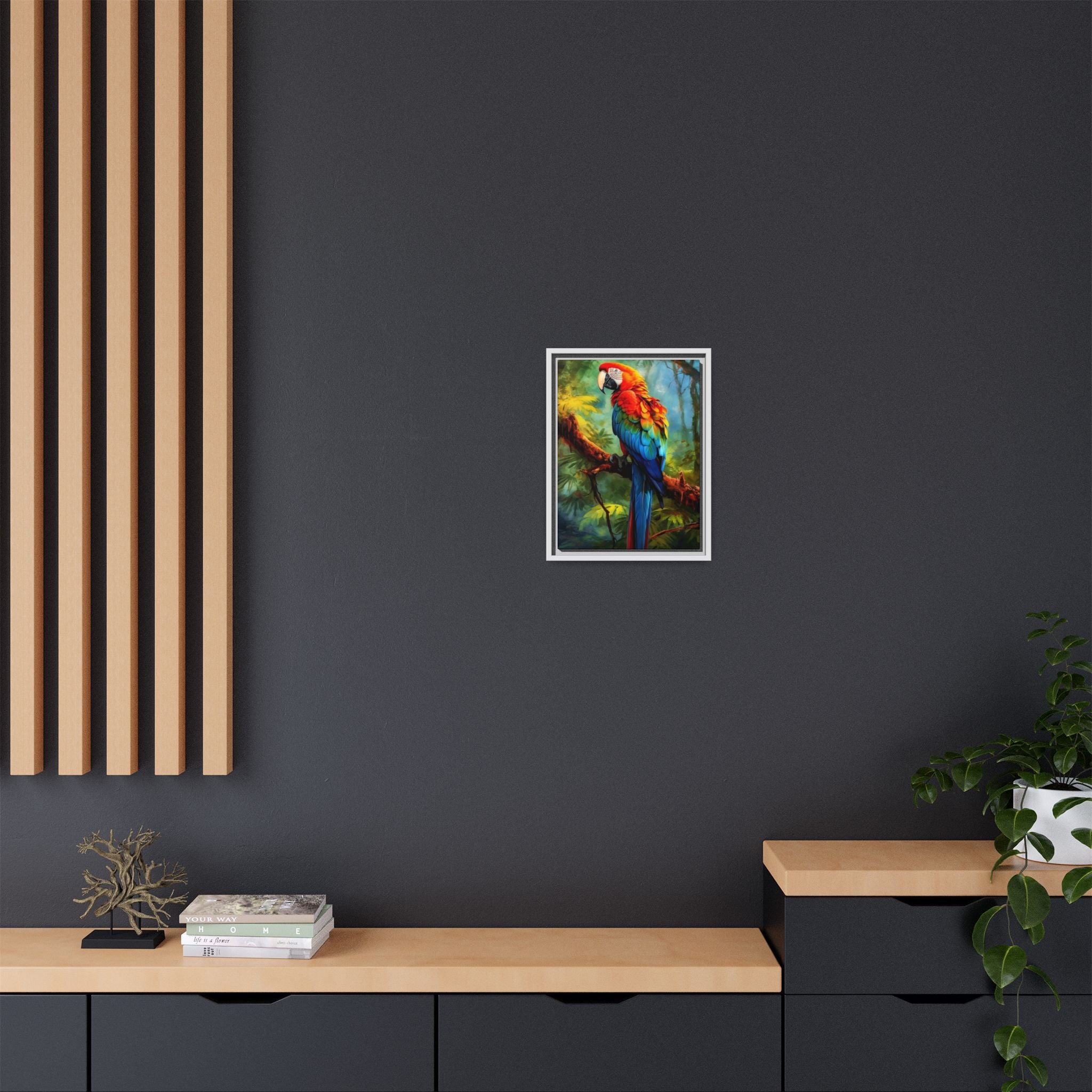Scarlet Macaw Tropical Canvas Print (Framed Matte)