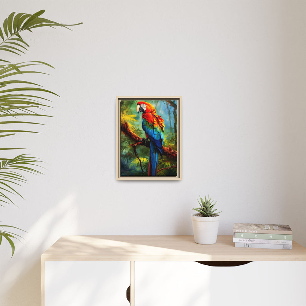 Scarlet Macaw Tropical Canvas Print (Framed Matte)