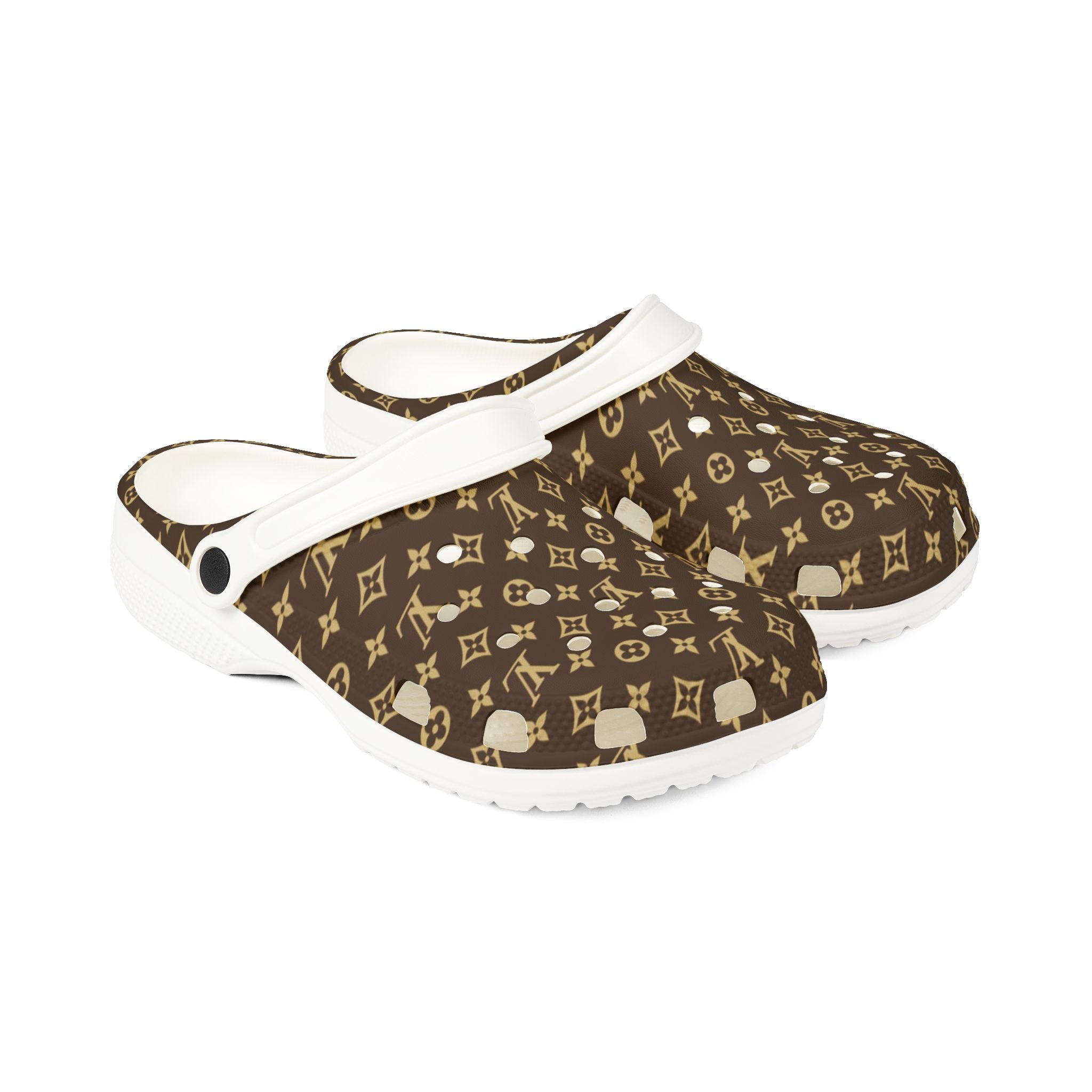 Brown Monogram EVA Foam Clogs — Luxury Pattern Slip-On Shoes
