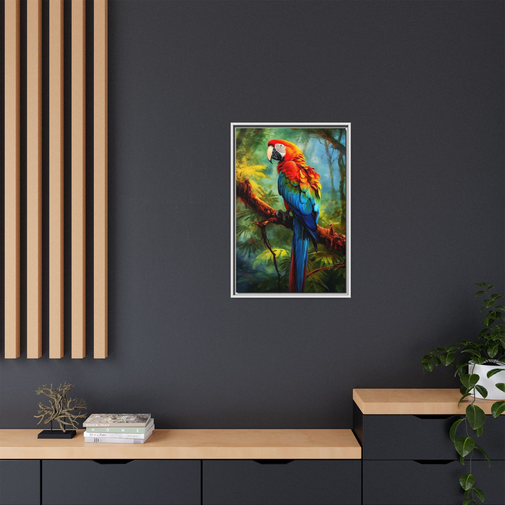 Scarlet Macaw Tropical Canvas Print (Framed Matte)
