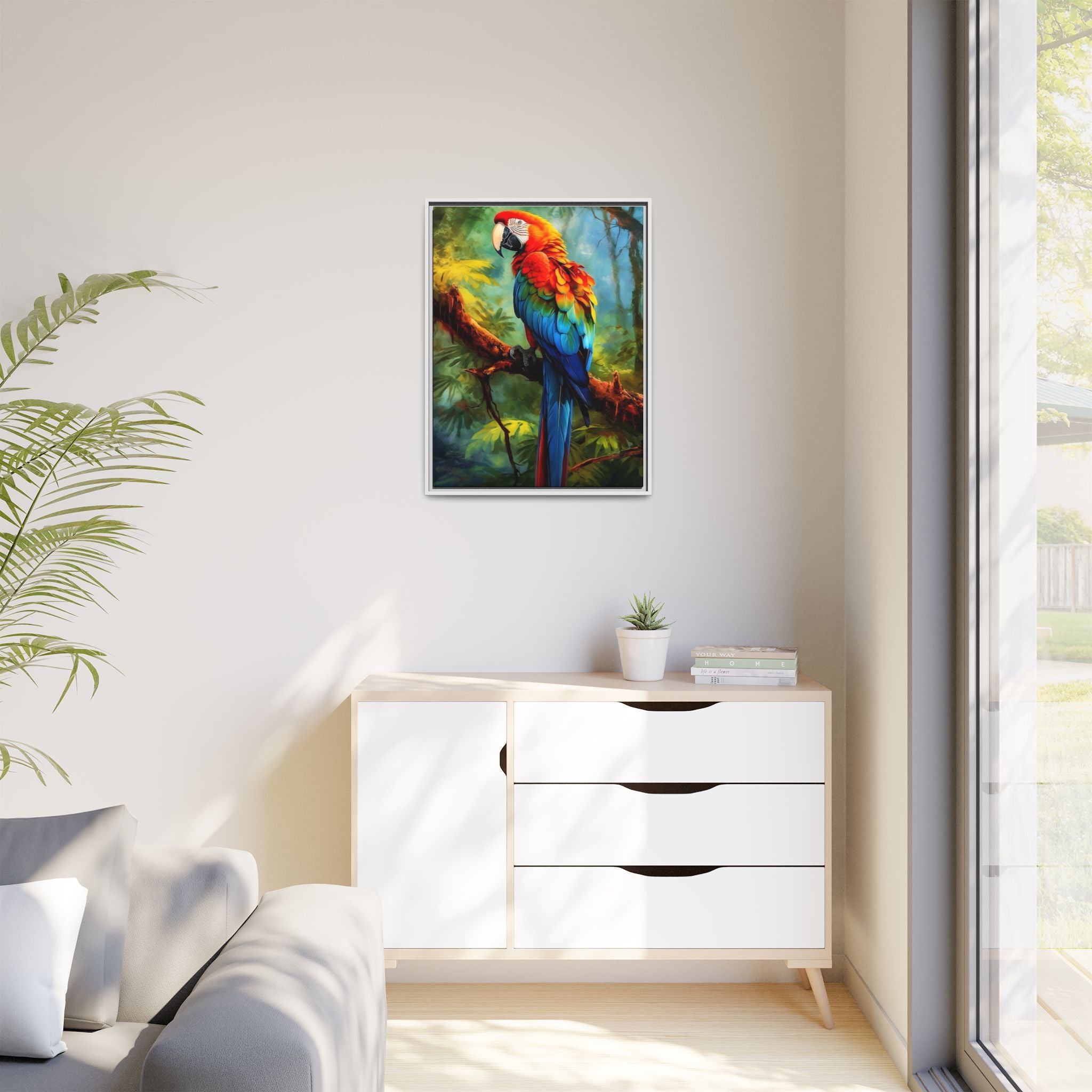 Scarlet Macaw Tropical Canvas Print (Framed Matte)