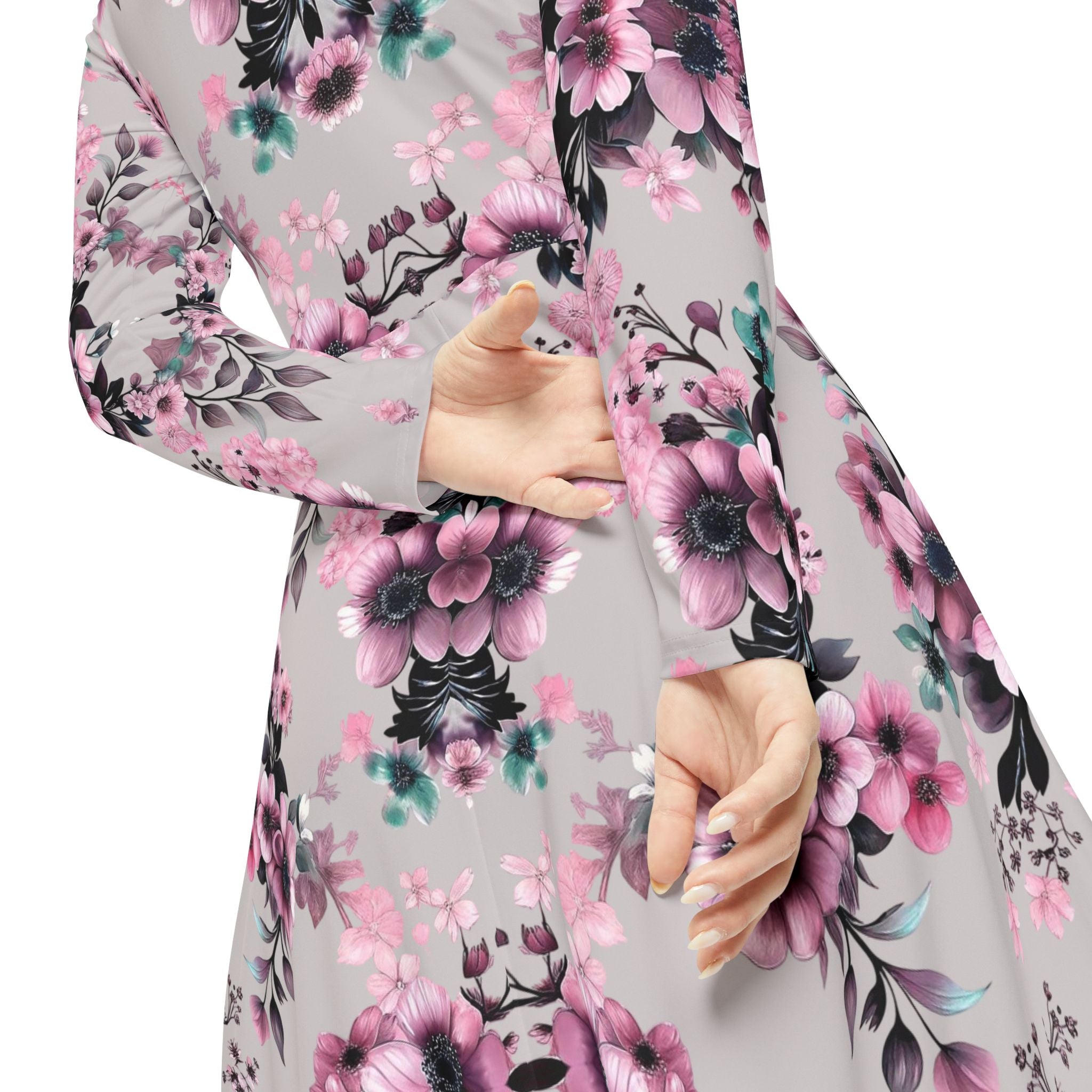 Copy of Floral Pink Kaleidoscope Long Sleeve luxury Dress
