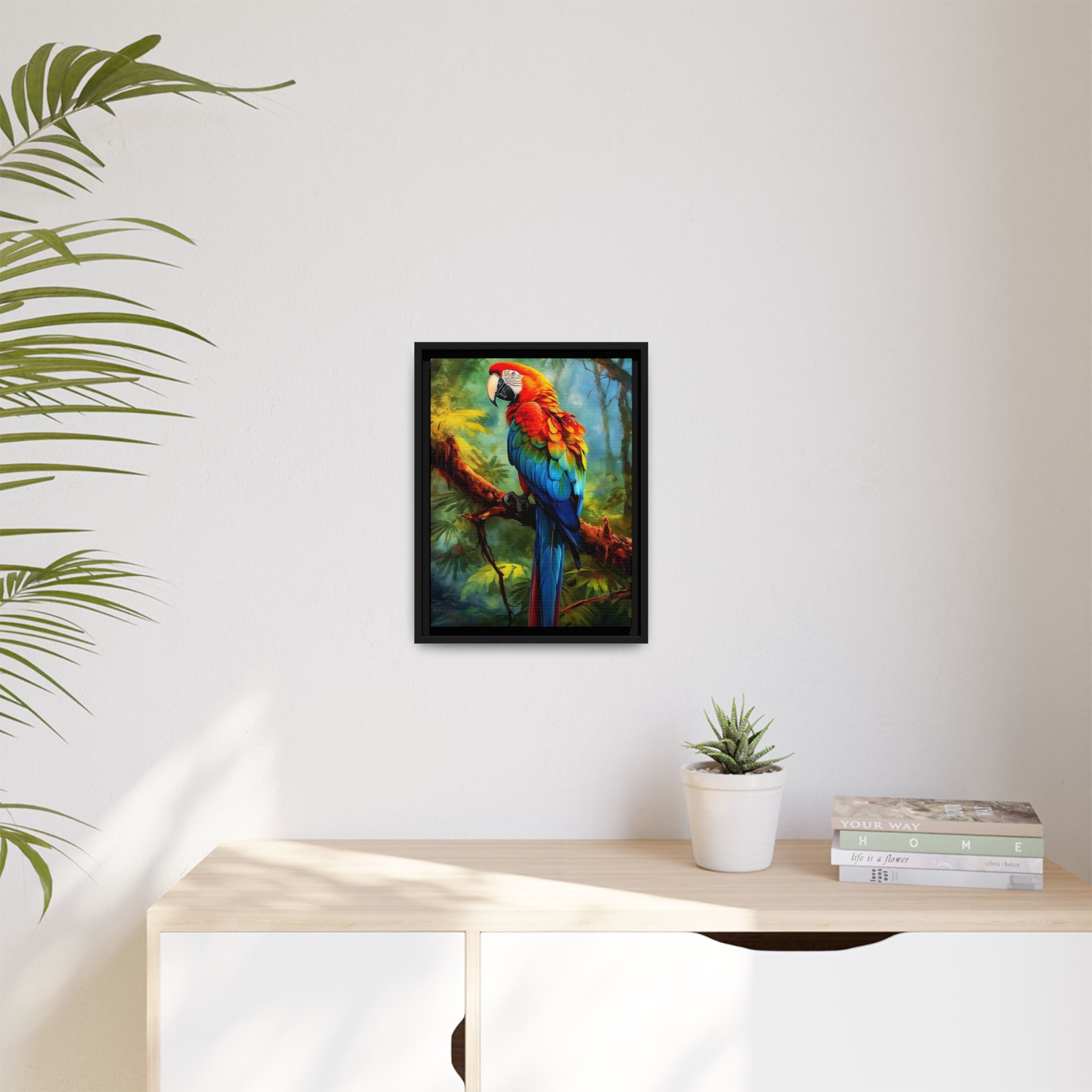 Scarlet Macaw Tropical Canvas Print (Framed Matte)
