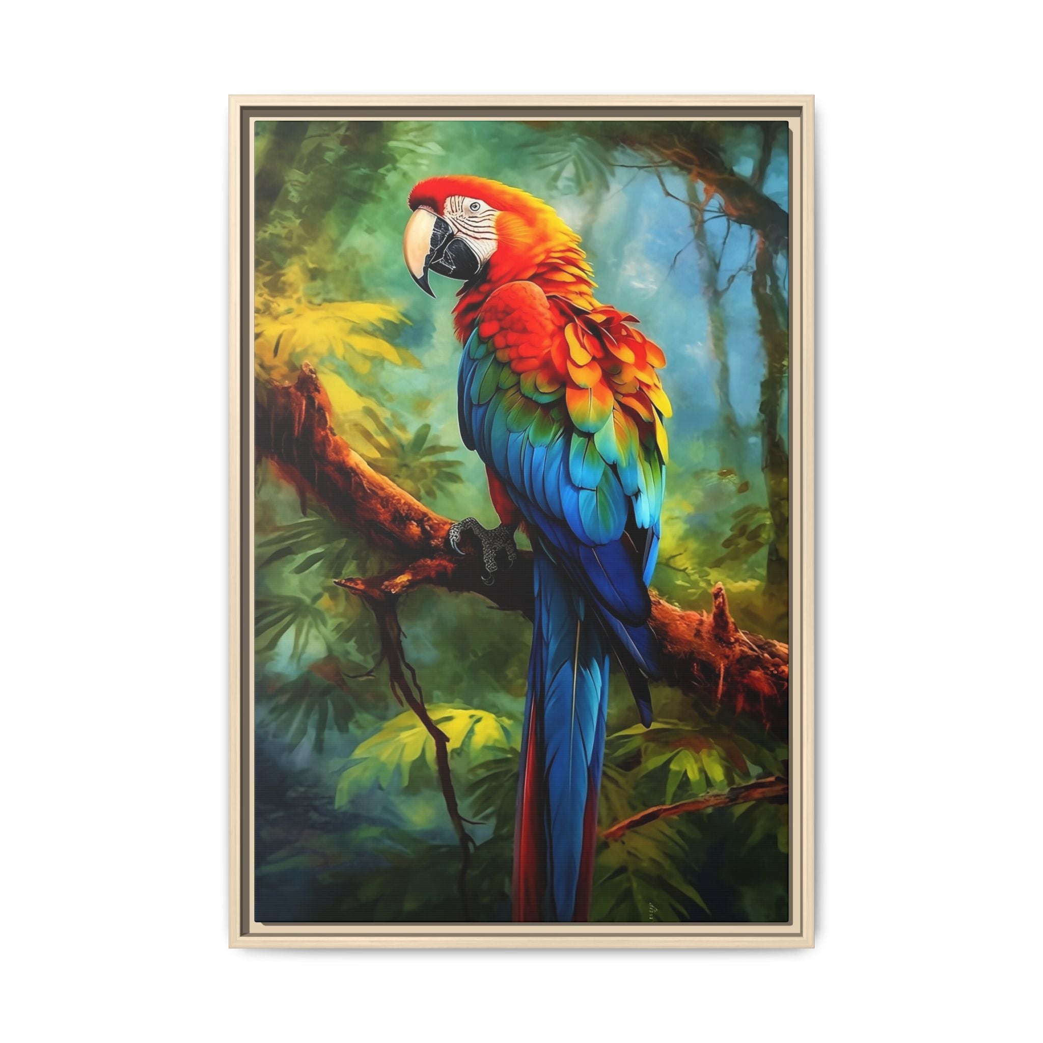 Scarlet Macaw Tropical Canvas Print (Framed Matte)