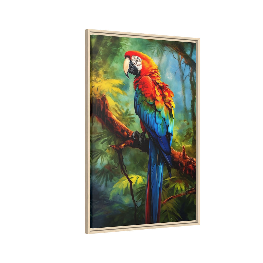 Scarlet Macaw Tropical Canvas Print (Framed Matte)