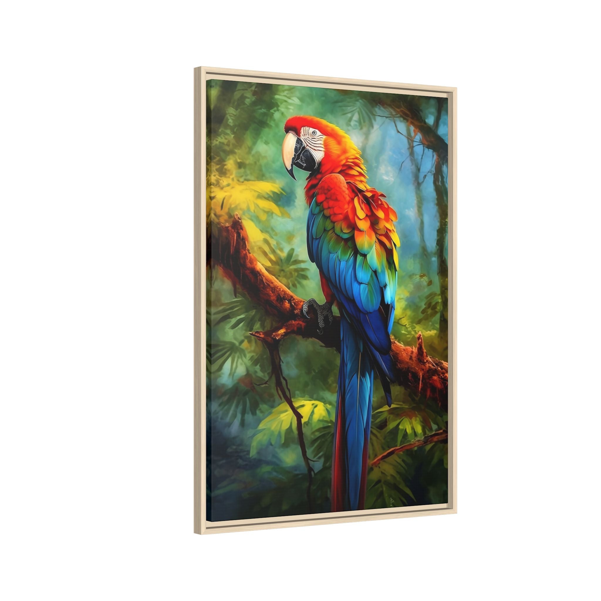 Scarlet Macaw Tropical Canvas Print (Framed Matte)
