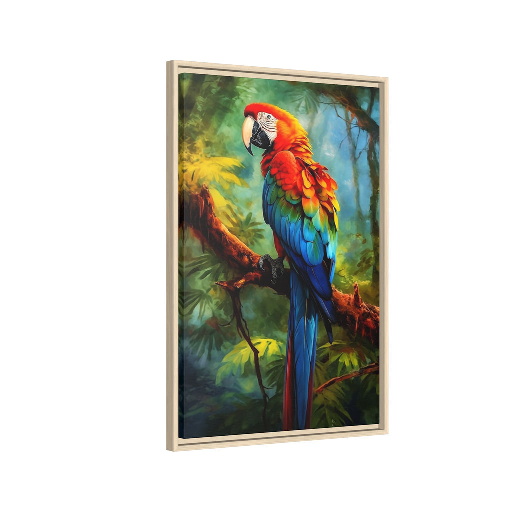 Scarlet Macaw Tropical Canvas Print (Framed Matte)