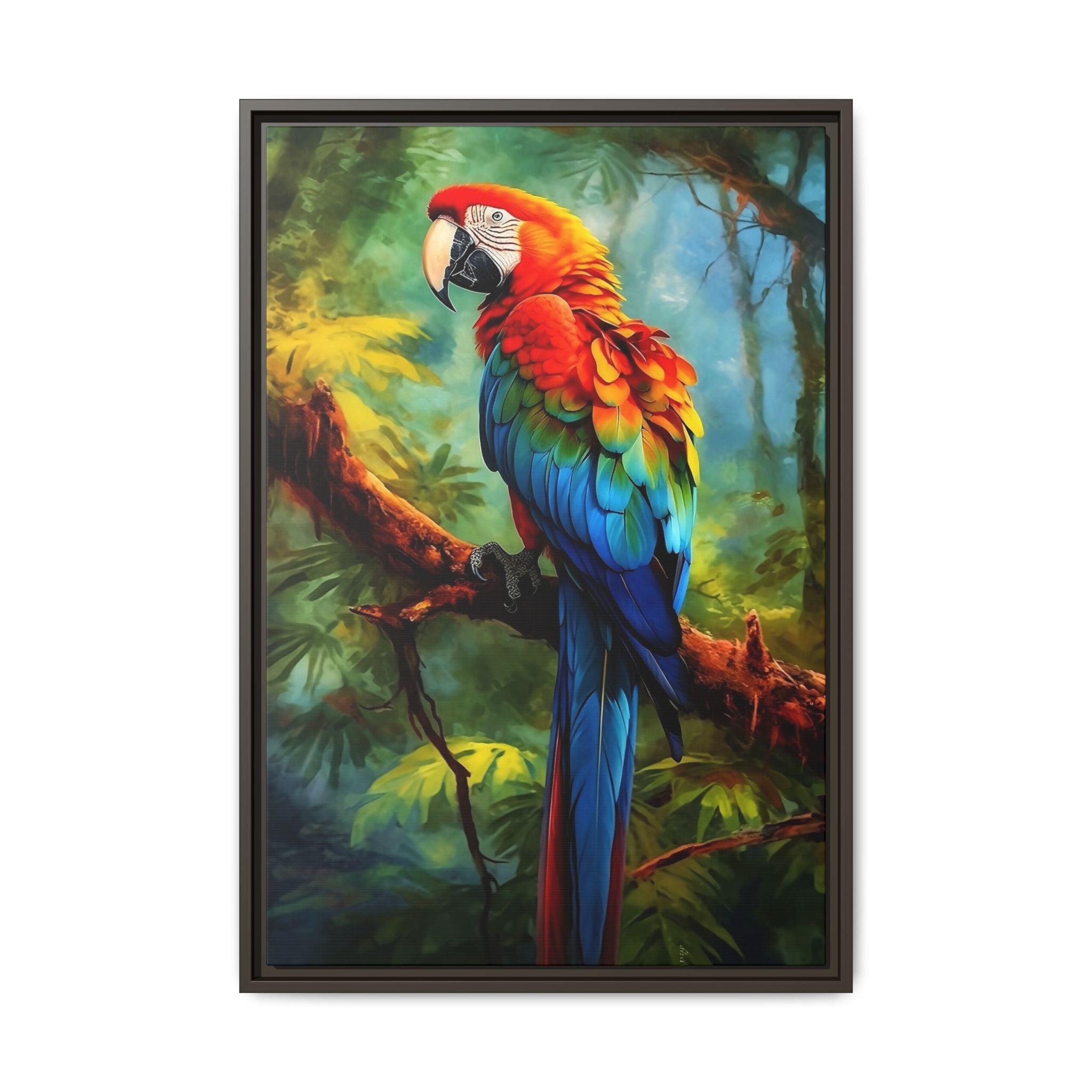 Scarlet Macaw Tropical Canvas Print (Framed Matte)