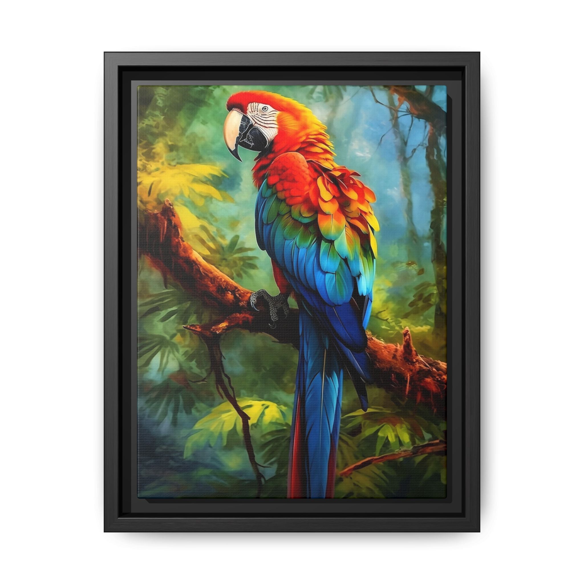 Scarlet Macaw Tropical Canvas Print (Framed Matte)