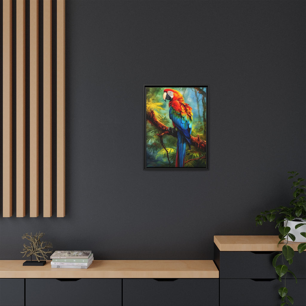 Scarlet Macaw Tropical Canvas Print (Framed Matte)