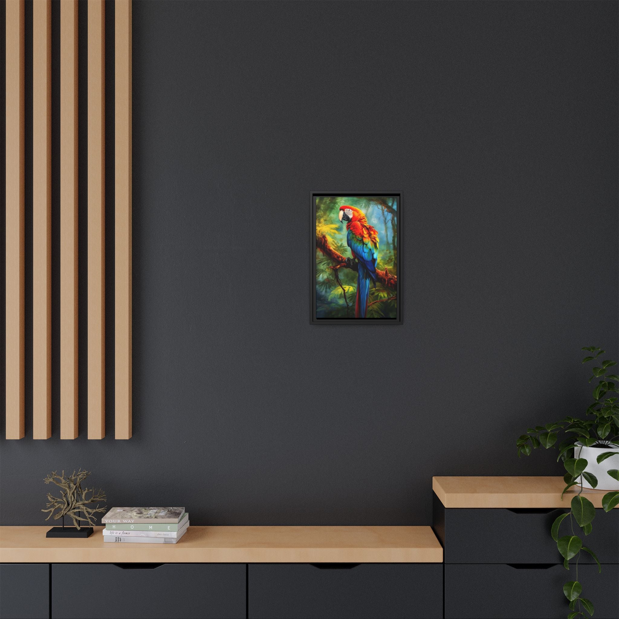 Scarlet Macaw Tropical Canvas Print (Framed Matte)