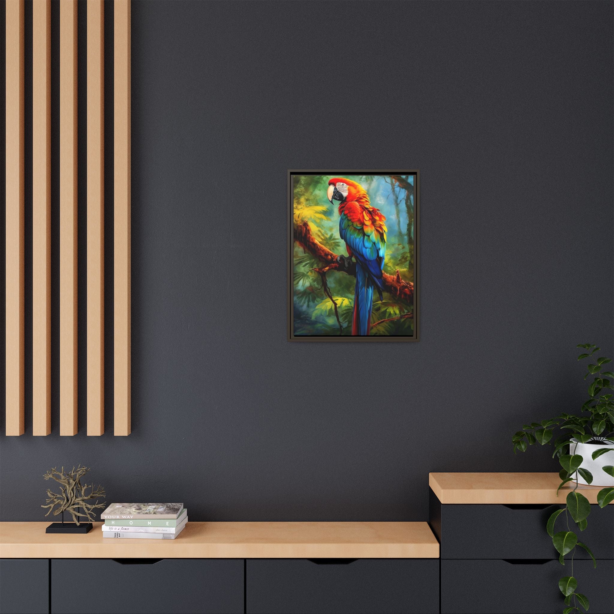 Scarlet Macaw Tropical Canvas Print (Framed Matte)