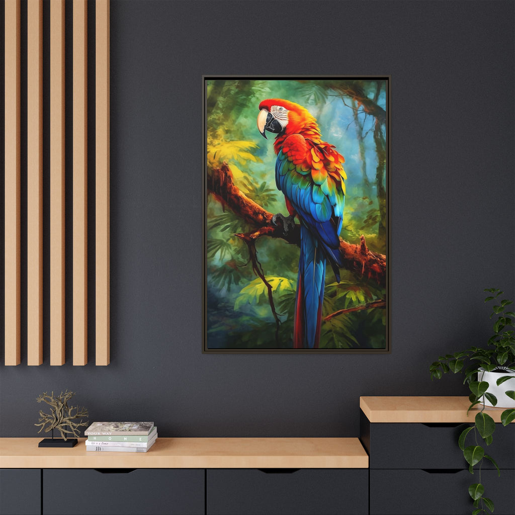 Scarlet Macaw Tropical Canvas Print (Framed Matte)