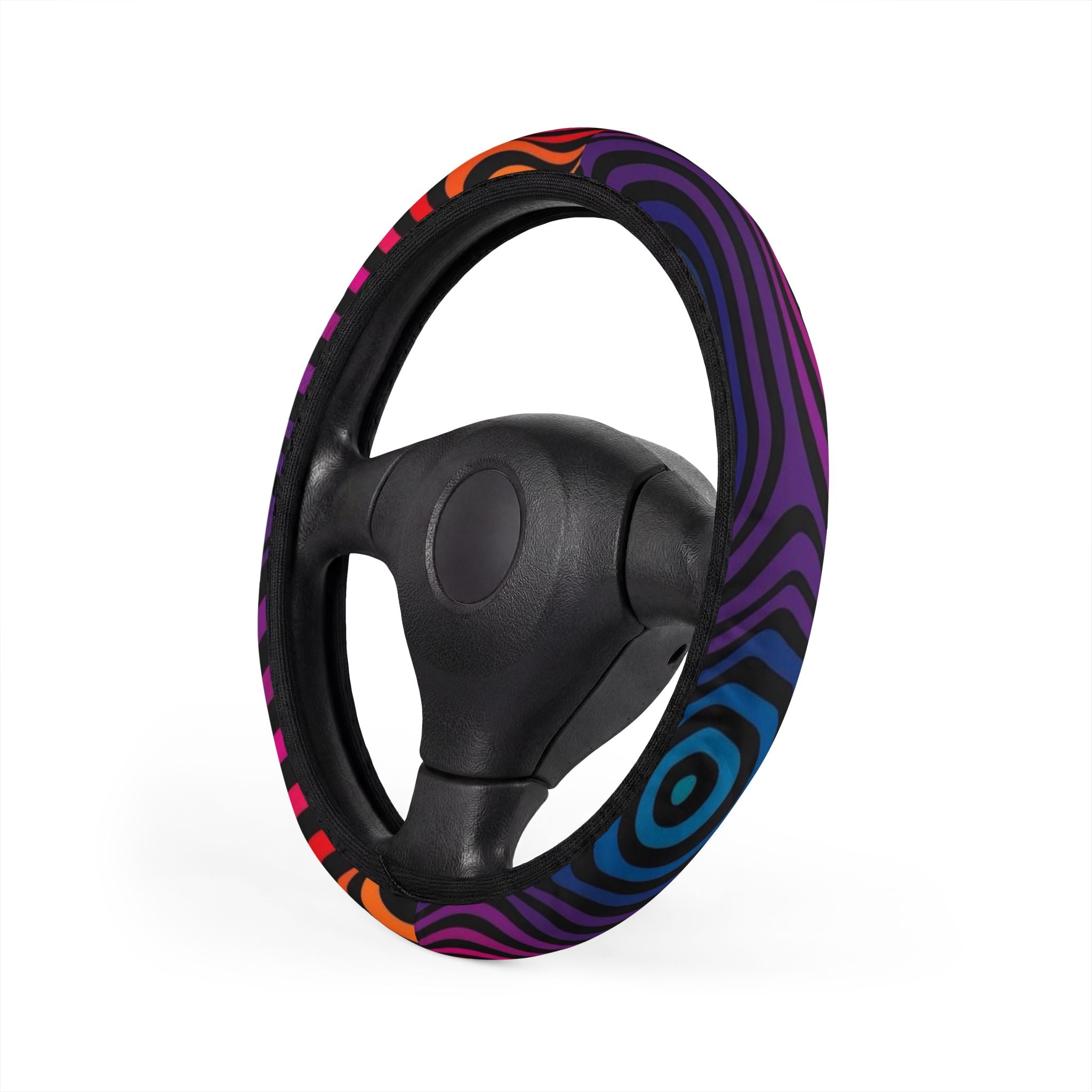 Colorful Zebra Stripe Steering Wheel Cover — Neon Rainbow Car Accessory