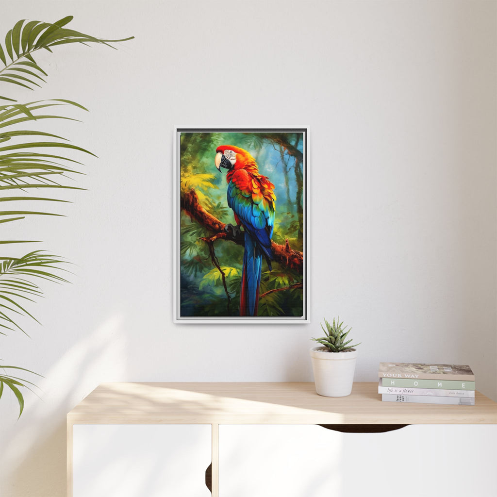 Scarlet Macaw Tropical Canvas Print (Framed Matte)
