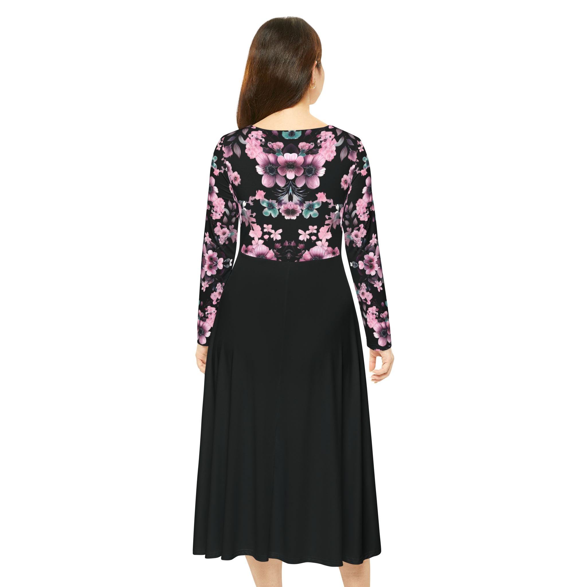 Copy of Copy of Copy of Copy of Floral Pink Kaleidoscope Long Sleeve luxury Dress