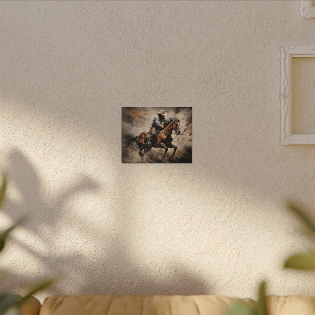 Cowboy on Galloping Horse Matte Canvas Wall Art — Western Rustic Home Decor