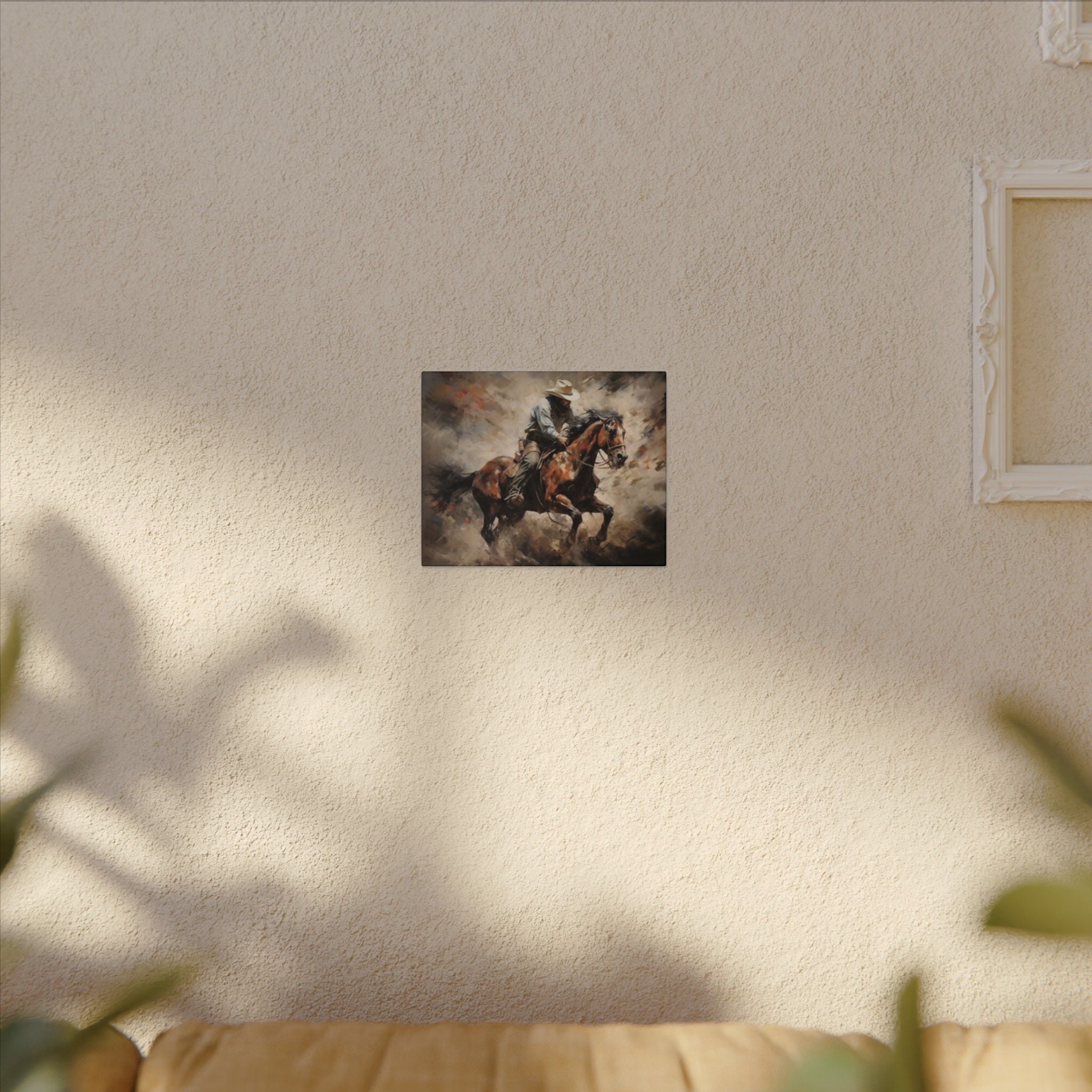 Cowboy on Galloping Horse Matte Canvas Wall Art — Western Rustic Home Decor