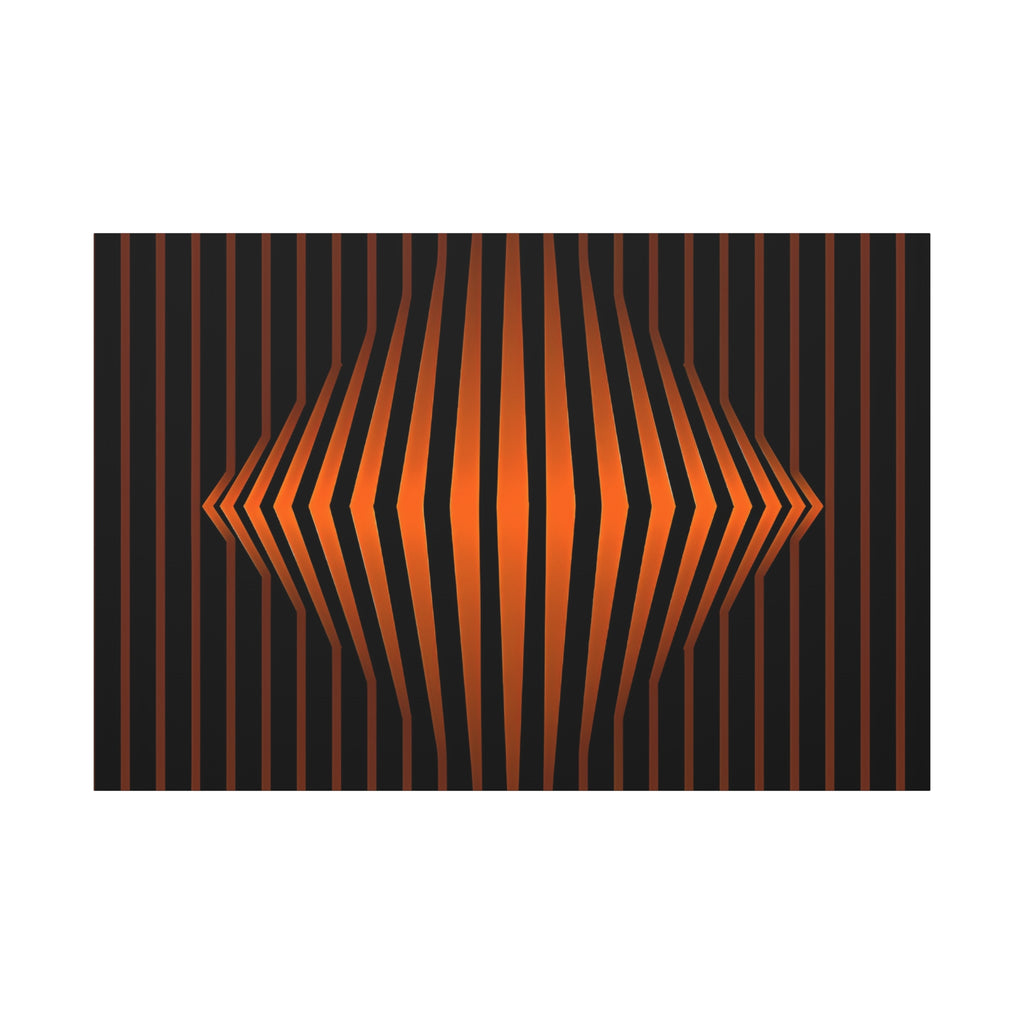 Optical Orange Stripe Canvas Wall Art – Geometric Mid-Century Abstract