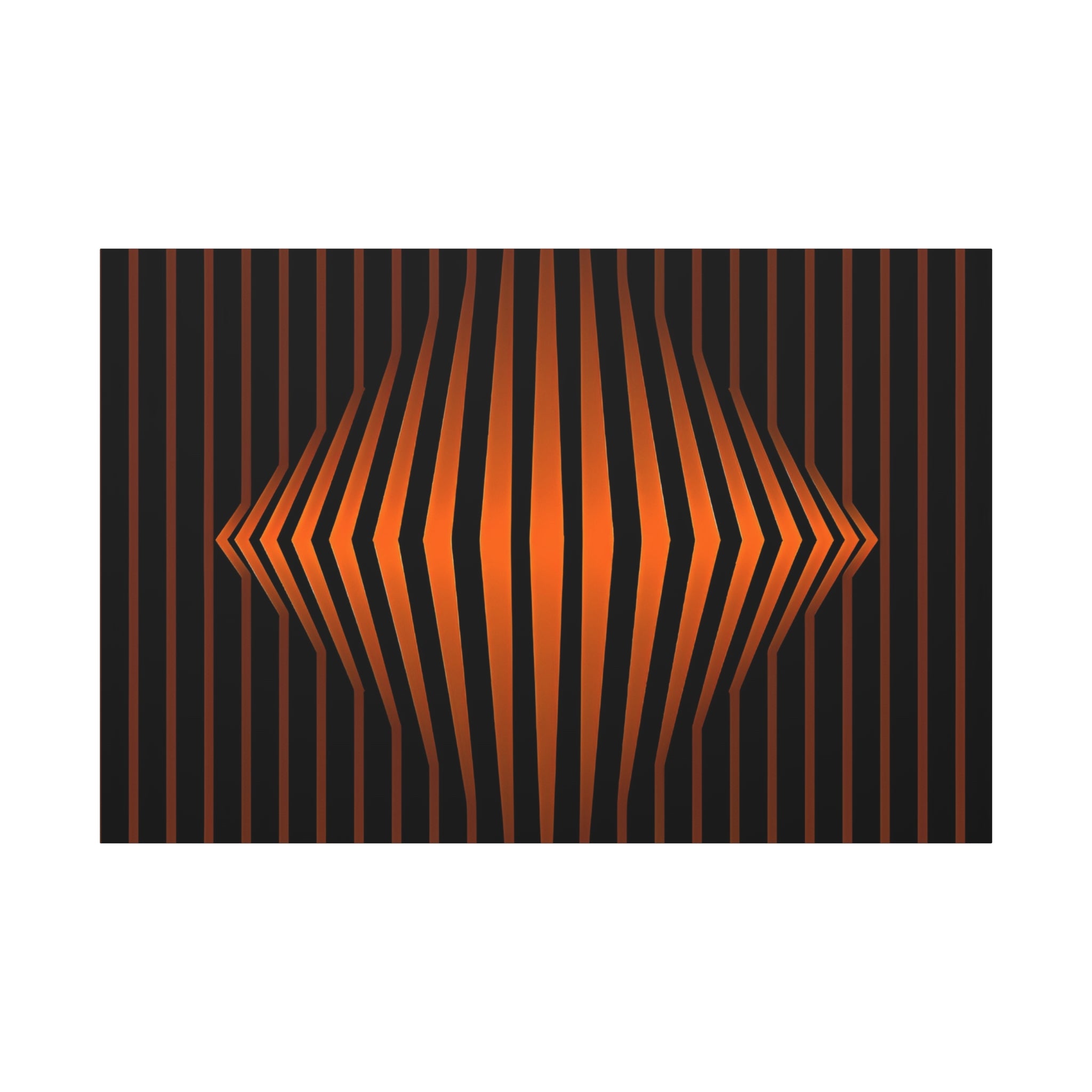 Optical Orange Stripe Canvas Wall Art – Geometric Mid-Century Abstract