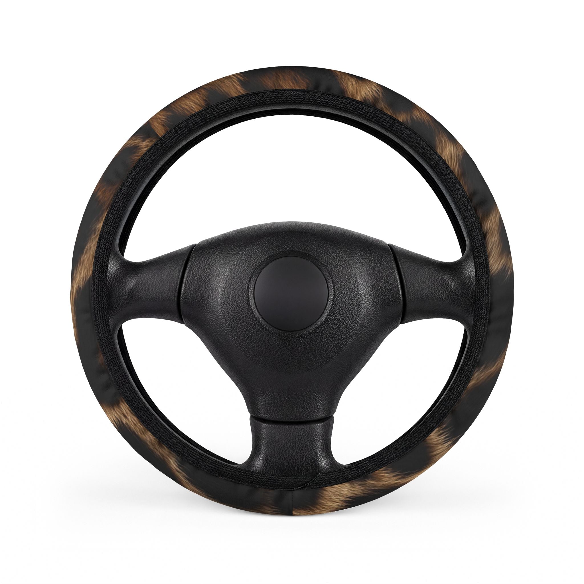 Faux Fur Brown Swirl Steering Wheel Cover — Cozy Car Grip
