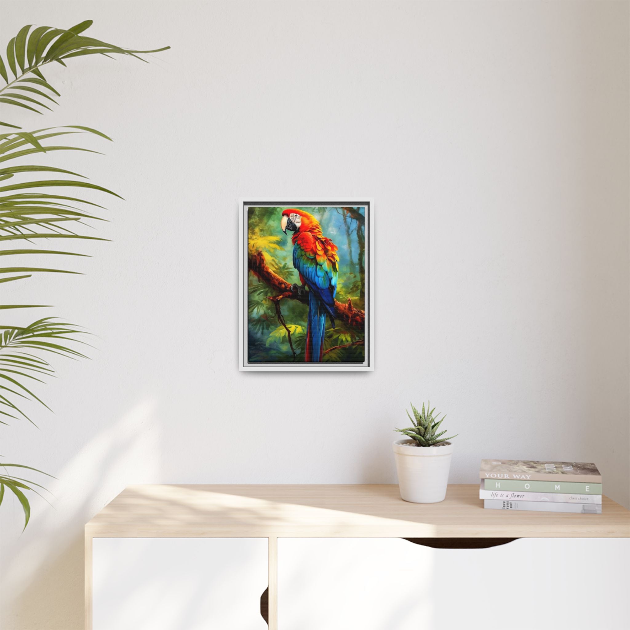 Scarlet Macaw Tropical Canvas Print (Framed Matte)