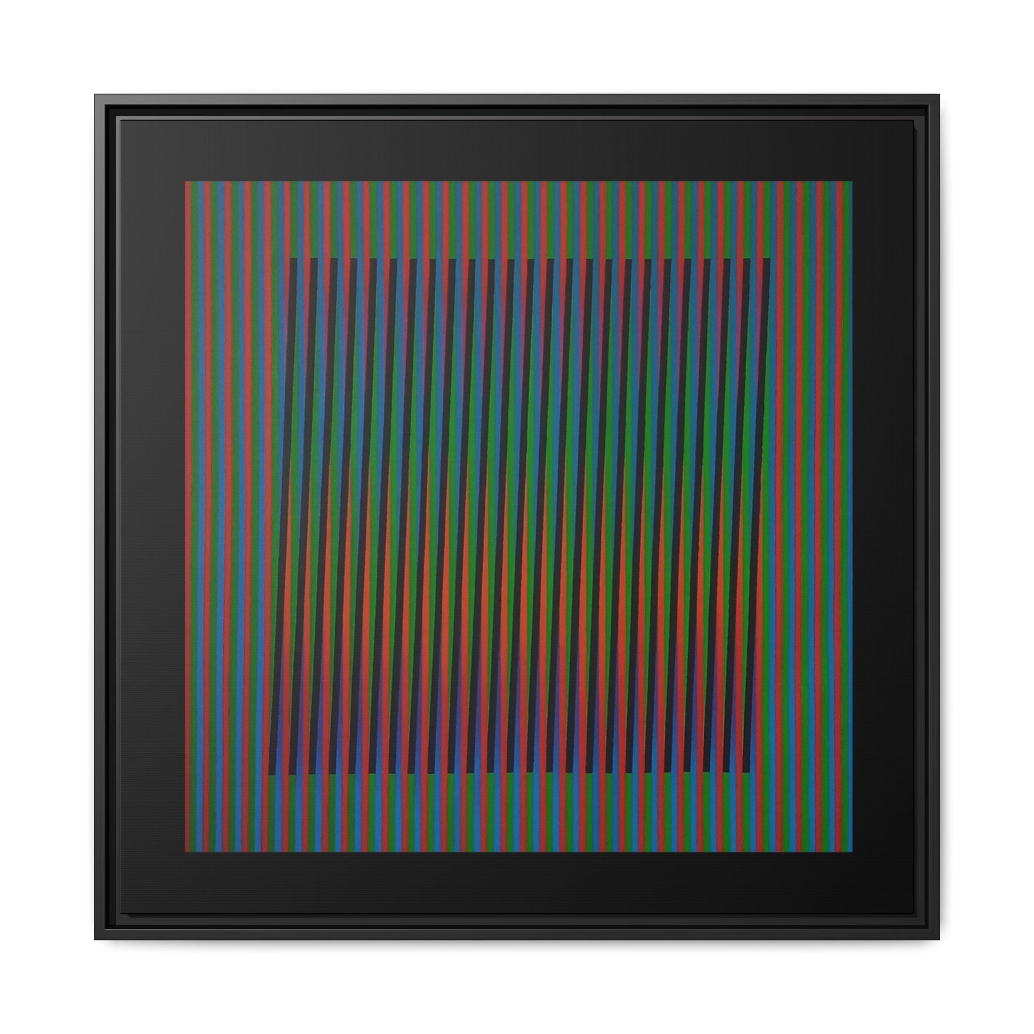 Framed Matte Canvas — Rainbow Op Art Square