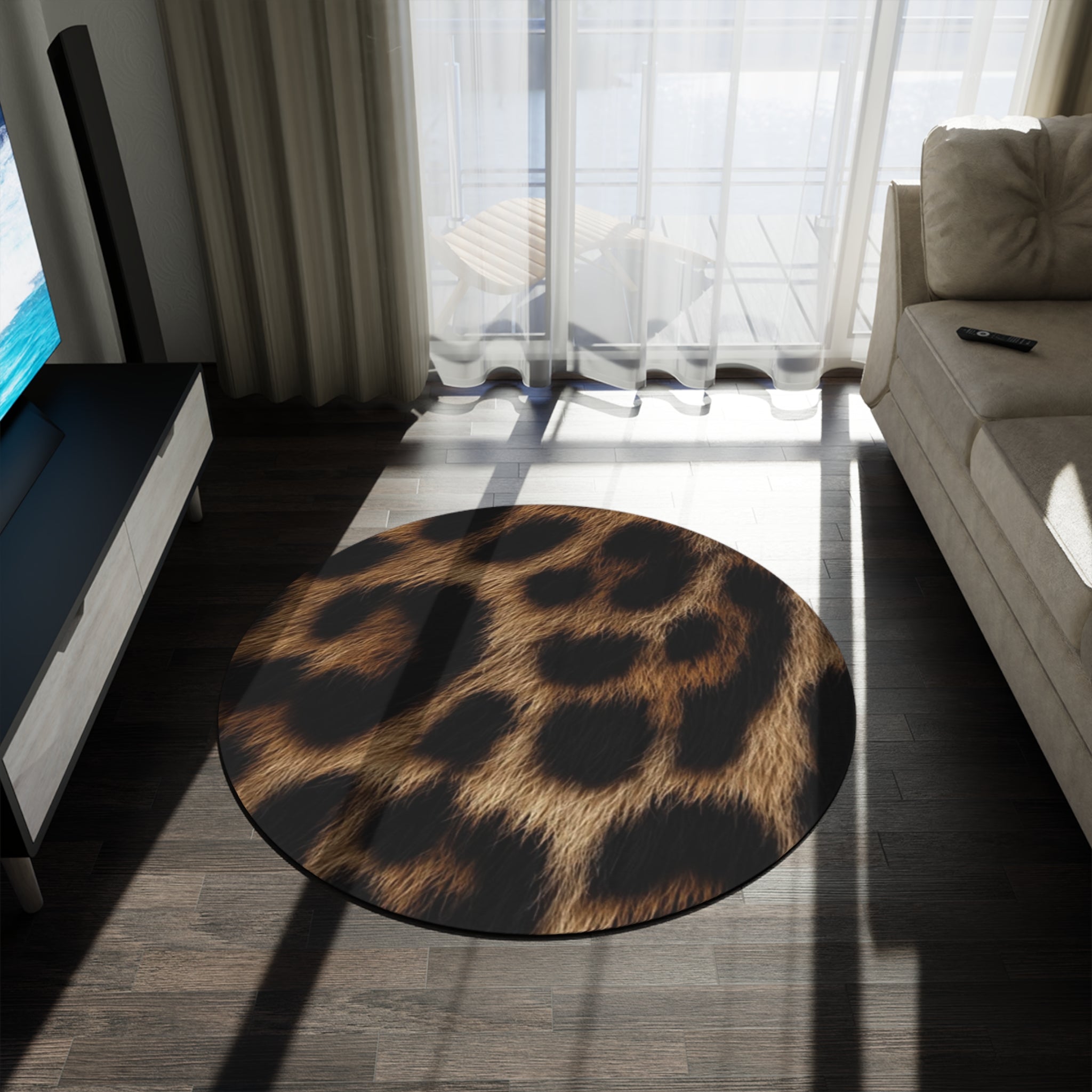 Leopard Print Round Rug