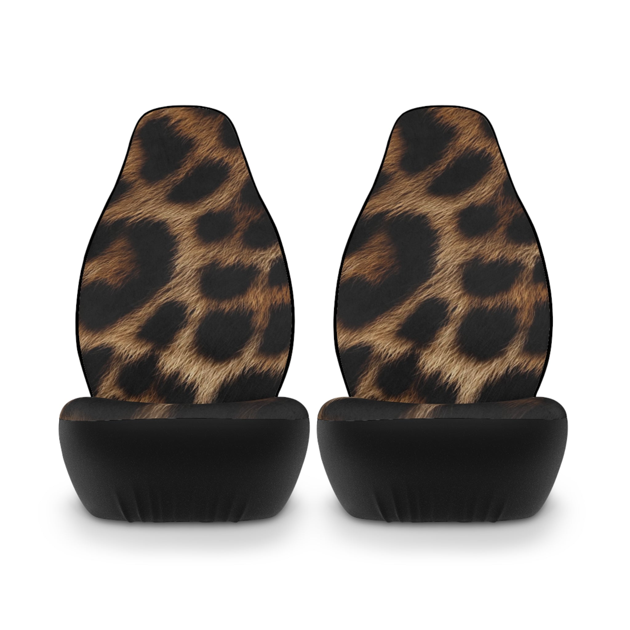 Leopard Print Polyester Car Seat Covers — Faux Fur Animal Print Front Seat Protectors
