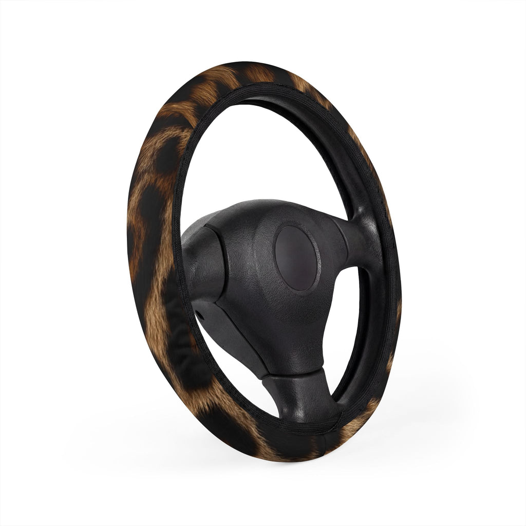 Faux Fur Brown Swirl Steering Wheel Cover — Cozy Car Grip