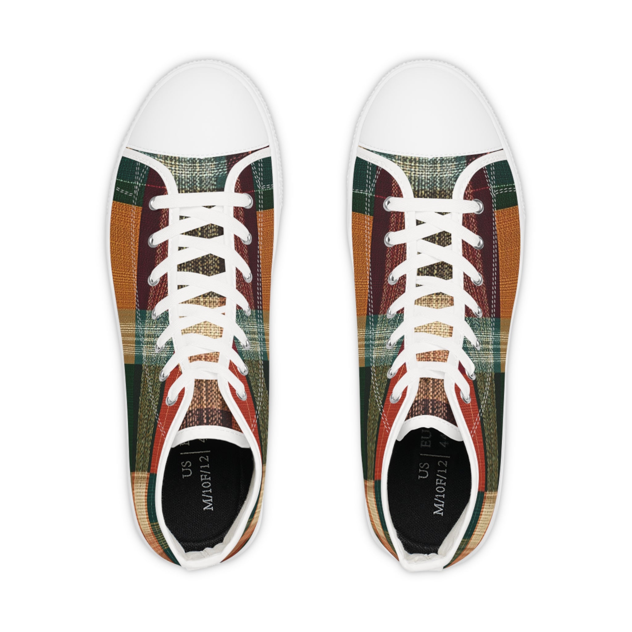 Plaid High-Top Sneakers — Rustic Autumn Check Men's Shoes