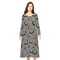 Gray Vintage Hoop Pattern Long-Sleeve Luxury Dress