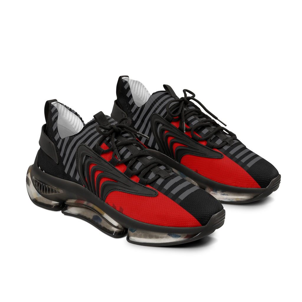 Men's Red & Black Mesh Running Sneakers — Breathable Athletic Shoes
