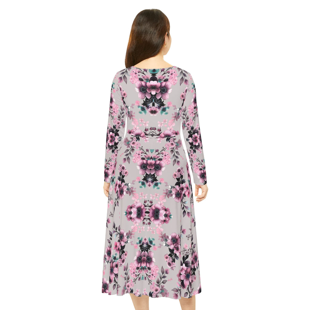 Copy of Floral Pink Kaleidoscope Long Sleeve luxury Dress