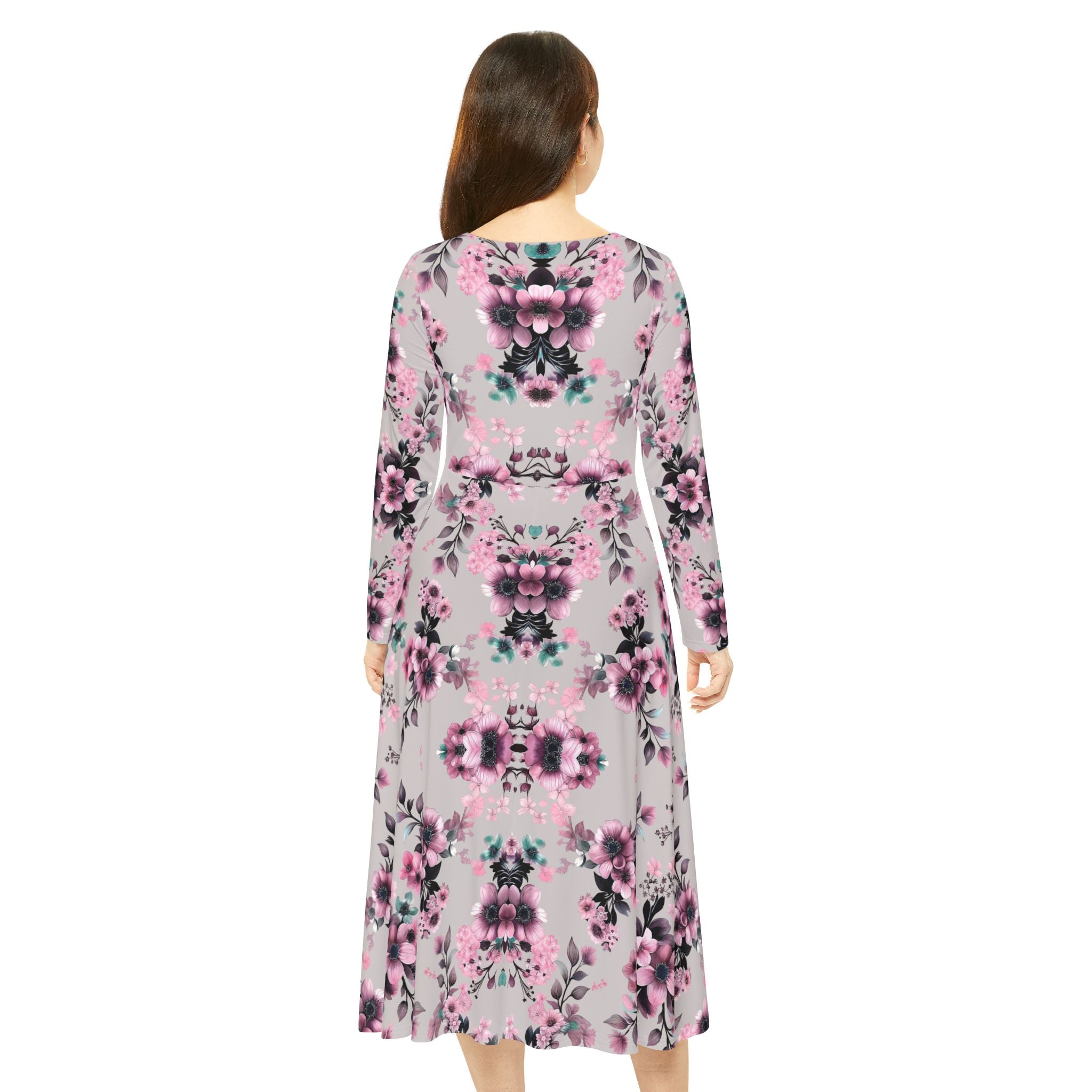 Copy of Floral Pink Kaleidoscope Long Sleeve luxury Dress