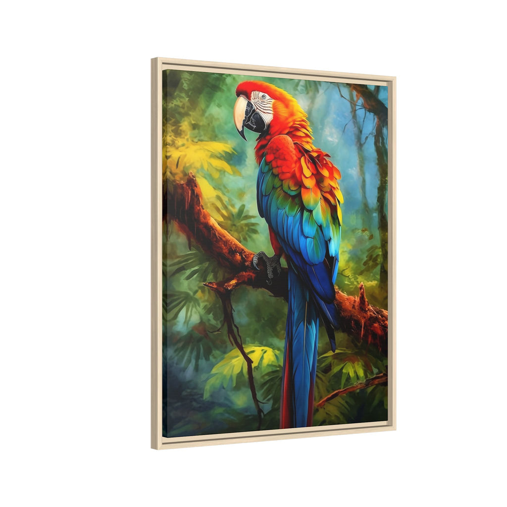 Scarlet Macaw Tropical Canvas Print (Framed Matte)